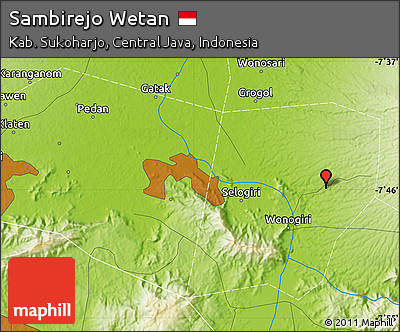 Physical Map of Sambirejo Wetan