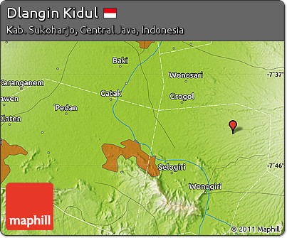 Physical Map of Dlangin Kidul