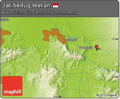 Physical Map of Jatibedug Wetan