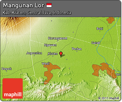 Physical Map of Mangunan Lor