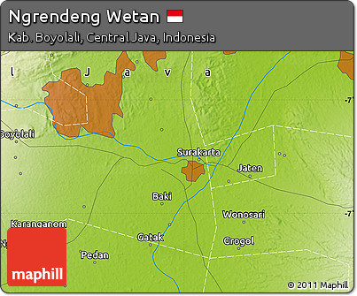 Physical Map of Ngrendeng Wetan