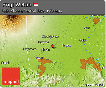 Physical Map of Prigi Wetan