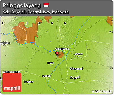 Physical Map of Pringgolayang