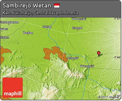 Physical Map of Sambirejo Wetan