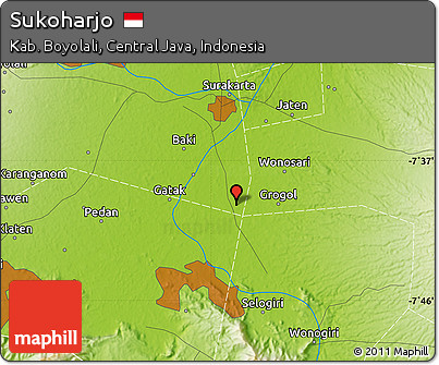 Physical Map of Sukoharjo