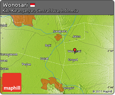 Physical Map of Wonosari