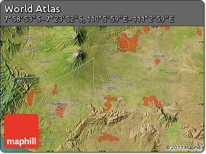 Satellite Map of the Area around 7° 41' 23" S, 110° 34' 29" E