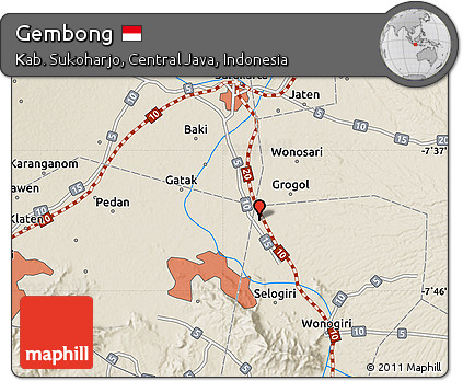 Shaded Relief Map of Gembong