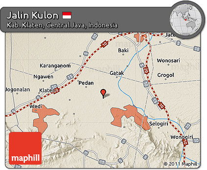 Shaded Relief Map of Jalin Kulon