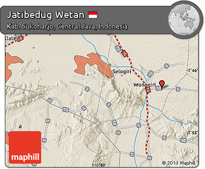 Shaded Relief Map of Jatibedug Wetan