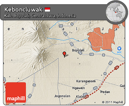 Shaded Relief Map of Keboncluwak