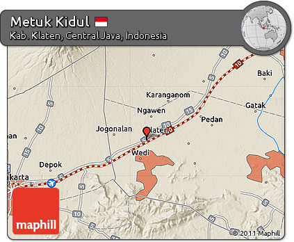 Shaded Relief Map of Metuk Kidul