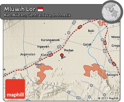 Shaded Relief Map of Mluwih Lor