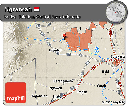 Shaded Relief Map of Ngrancah