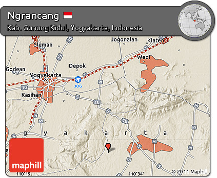 Shaded Relief Map of Ngrancang