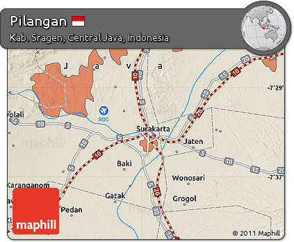 Shaded Relief Map of Pilangan