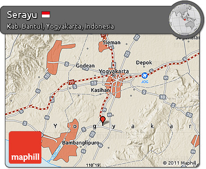 Shaded Relief Map of Serayu