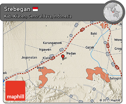 Shaded Relief Map of Srebegan