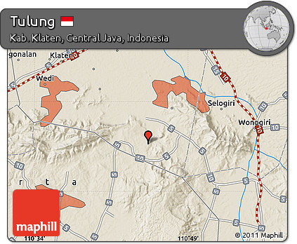 Shaded Relief Map of Tulung