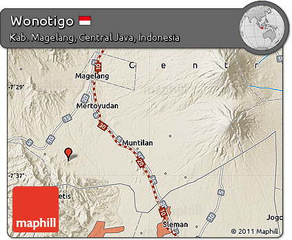 Shaded Relief Map of Wonotigo