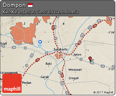 Shaded Relief Map of Dompon