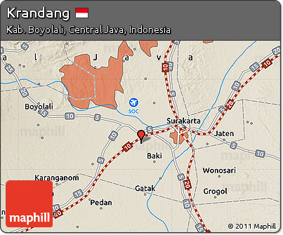 Shaded Relief Map of Krandang