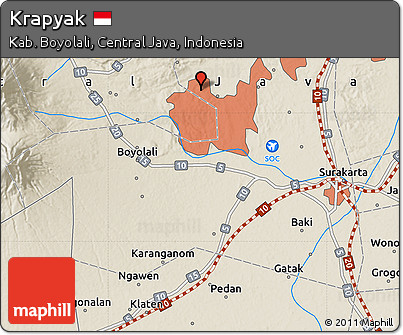 Shaded Relief Map of Krapyak