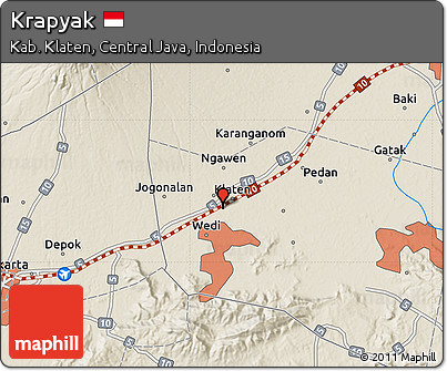 Shaded Relief Map of Krapyak
