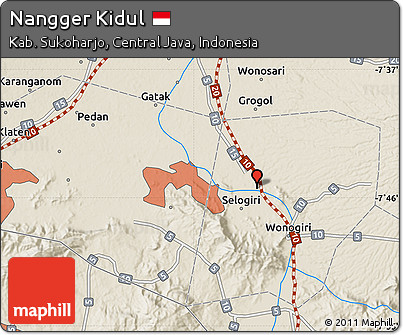 Shaded Relief Map of Nangger Kidul