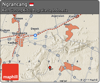 Shaded Relief Map of Ngrancang