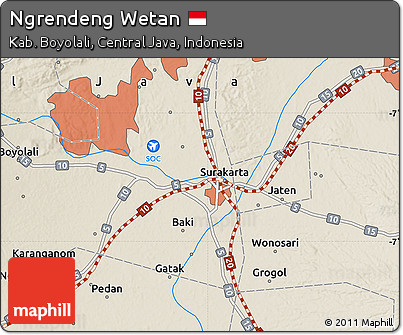 Shaded Relief Map of Ngrendeng Wetan