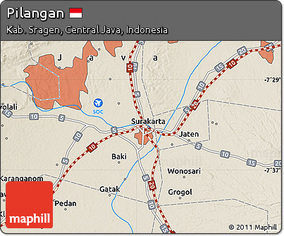 Shaded Relief Map of Pilangan