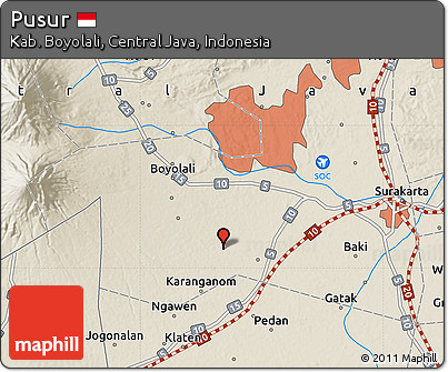 Shaded Relief Map of Pusur