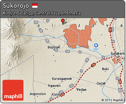 Shaded Relief Map of Sukorojo