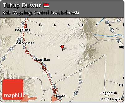 Shaded Relief Map of Tutup Duwur