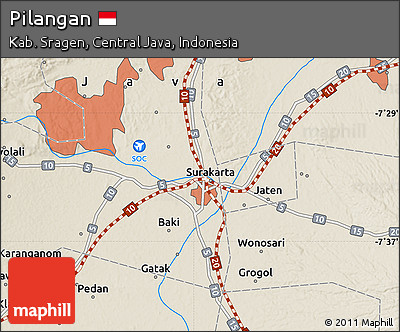 Shaded Relief Map of Pilangan