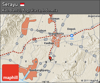 Shaded Relief Map of Serayu