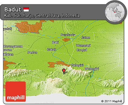 Physical Panoramic Map of Badut