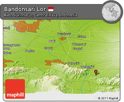 Physical Panoramic Map of Bandonsari Lor