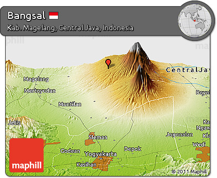 Physical Panoramic Map of Bangsal