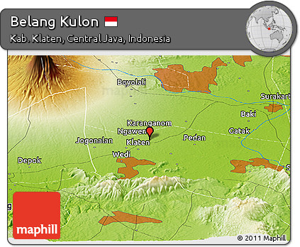Physical Panoramic Map of Belang Kulon