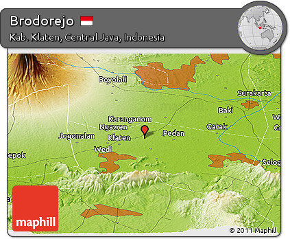 Physical Panoramic Map of Brodorejo