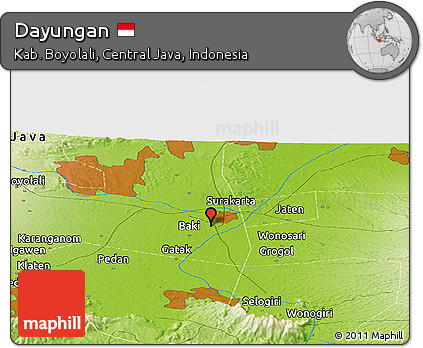 Physical Panoramic Map of Dayungan