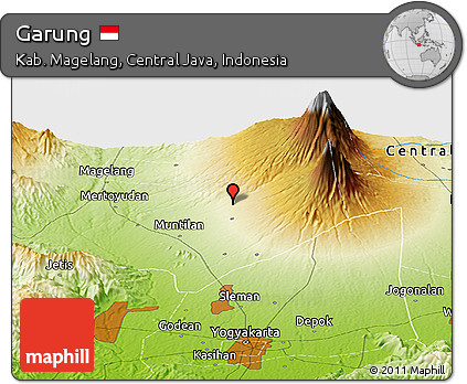 Physical Panoramic Map of Garung