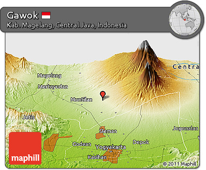 Physical Panoramic Map of Gawok
