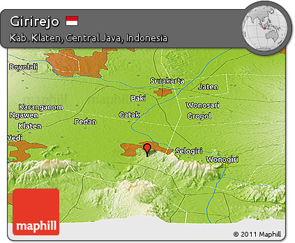 Physical Panoramic Map of Girirejo