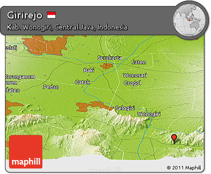 Physical Panoramic Map of Girirejo