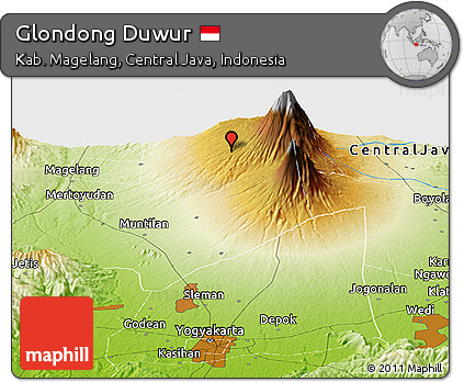 Physical Panoramic Map of Glondong Duwur