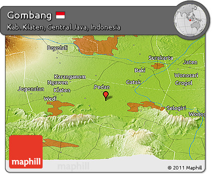 Physical Panoramic Map of Gombang