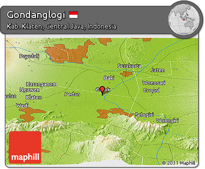 Physical Panoramic Map of Gondanglogi